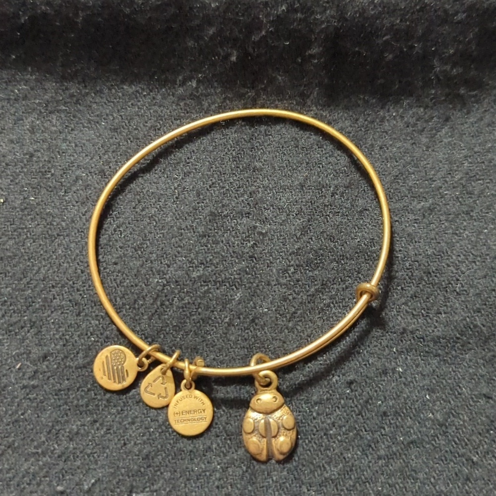 Alex and Ani Gold Tone Ladybug Expandable Bangle Statement Bracelet